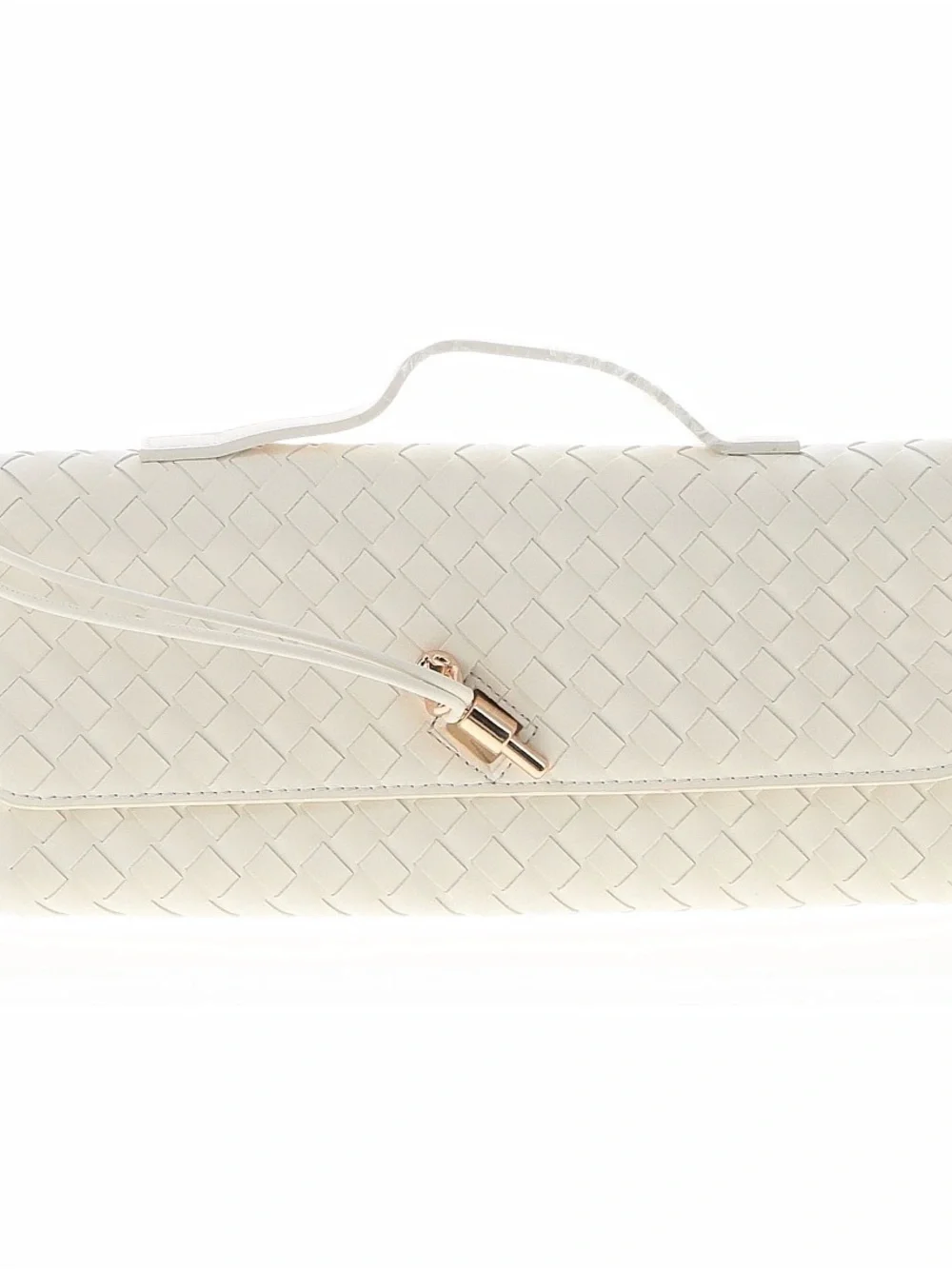 Woven White Top-Handle Clutch like new